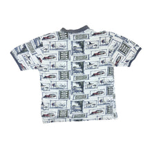 Load image into Gallery viewer, Vintage PURITAN Fishing Car Abstract Patterned Short Sleeve Polo Shirt
