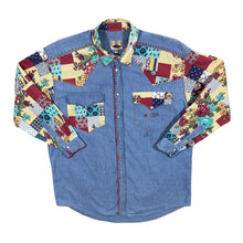 Load image into Gallery viewer, Vintage 90's Biscote Cowboy Western Floral Patterned Popper Long Sleeve Shirt