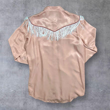 Load image into Gallery viewer, Love Stories Cowboy Western Pink White Tasselled Viscose Popper Long Sleeve Shirt