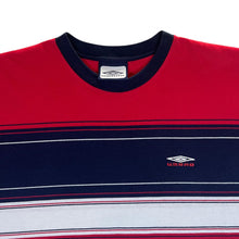Load image into Gallery viewer, Early 00's Umbro Mini Logo Multi Striped Short Sleeve Cotton T-Shirt