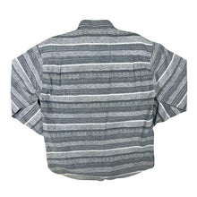 Load image into Gallery viewer, Vintage Commander Grey White Multi Striped Long Sleeve Cotton Flannel Shirt