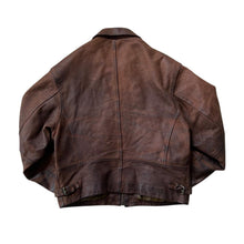 Load image into Gallery viewer, Vintage 90's Oakland Genuine Real Brown Heavyweight Leather Zip Bomber Jacket