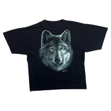 Load image into Gallery viewer, Early 00's WILD Gothic Wolf Animal Wildlife Graphic Black T-Shirt