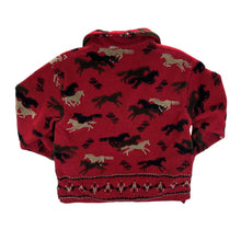 Load image into Gallery viewer, Vintage Tsunami Horse Patterned 1/4 Zip Red Fleece Sweatshirt