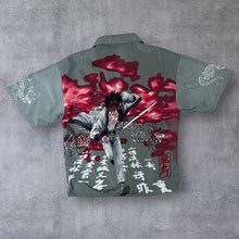 Load image into Gallery viewer, Early 00's Hundred Continent Manga Anime Y2K Samurai Graphic Grey Shirt