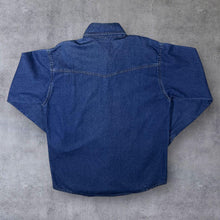 Load image into Gallery viewer, Vintage TG-18 Cowboy Western Lace Panel Blue Denim Long Sleeve Cotton Shirt