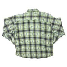 Load image into Gallery viewer, Vintage Aztec Patterned Green Check Cotton Flannel Long Sleeve Shirt