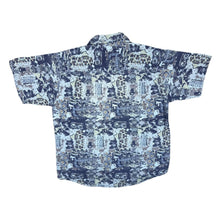 Load image into Gallery viewer, Vintage 90's ANDRE LEON Blue Mix Crazy Abstract Patterned Short Sleeve Flannel Shirt