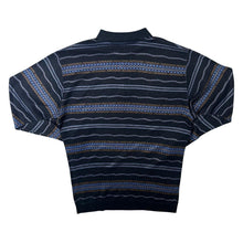 Load image into Gallery viewer, Vintage 90's Crazy Abstract Patterned Black Brown Blue Long Sleeve Polo Shirt