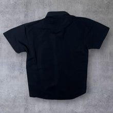 Load image into Gallery viewer, Early 00's Identic Tribal Goth Y2K Tattoo Embroidered Motif Black Short Sleeve Polyester Shirt