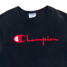 Load image into Gallery viewer, Early 00's CHAMPION Made In Honduras Classic Embroidered Big Logo Spellout Black T-Shirt