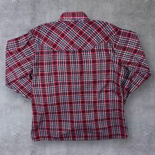Load image into Gallery viewer, Vintage Friendship Red Navy White Plaid Check Long Sleeve Cotton Flannel Shirt