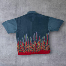 Load image into Gallery viewer, Vintage BAM Shirts Gothic Y2K Flaming Fire Grey Short Sleeve Shirt