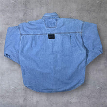 Load image into Gallery viewer, Vintage Shooter Cowboy Western Blue Denim Popper Long Sleeve Cotton Shirt