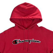Load image into Gallery viewer, CHAMPION Reverse Weave Embroidered Chenille Big Logo Spellout Red Pullover Hoodie