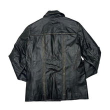 Load image into Gallery viewer, Vintage LEWIS & FINCH Distressed Effect Genuine Real Black Leather Blazer Biker Jacket