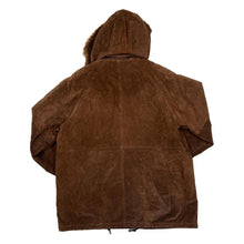 Load image into Gallery viewer, Vintage 90’s LADY COLLECTION Italian Suede Leather Fur Trim Hooded Jacket