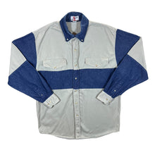 Load image into Gallery viewer, Vintage 90's Just Western Grey Blue Colour Block Long Sleeve Button-Up Shirt