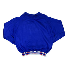 Load image into Gallery viewer, Vintage 80's SPORTS ACTION "Varsity" Spellout Graphic Collared Blue Sweatshirt