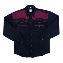 Load image into Gallery viewer, Vintage Jacques Lorant Cowboy Western Black Burgundy Long Sleeve Shirt