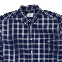 Load image into Gallery viewer, Vintage LACOSTE Embroidered Mini Pocket Logo Navy Check Short Sleeve Button-Up Cotton Shirt