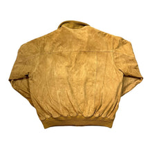 Load image into Gallery viewer, Vintage 90's MADE IN INDIA Genuine Real Tan Suede Leather Button Bomber Jacket