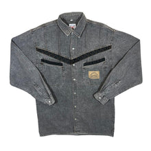 Load image into Gallery viewer, Vintage Arizona Jeans Cowboy Western Grey Denim Popper Long Sleeve Shirt