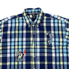 Load image into Gallery viewer, Vintage WARNER BROS STUDIO STORE (1997) Looney Tunes Taz Bugs Bunny Golf Checked Button-Up Shirt