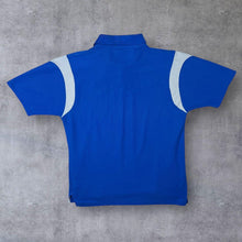 Load image into Gallery viewer, Umbro England Football Embroidered Logo Blue Short Sleeve Polo Shirt