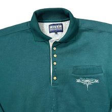 Load image into Gallery viewer, Vintage RIVER MOUNTAIN Embroidered Pocket Logo Teal Collared Sweatshirt