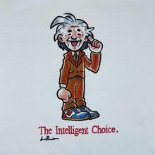Load image into Gallery viewer, NEW BALANCE "The Intelligent Choice" Albert Einstein Cartoon Graphic White T-Shirt