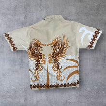 Load image into Gallery viewer, Early 00's Gothic Tribal Y2K Drgaon Patterned All-Over Print Short Sleeve Shirt