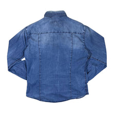 Load image into Gallery viewer, AJ ARMANI JEANS "Slim" Western Style Blue Denim Removable Collar Popper Long Sleeve Shirt