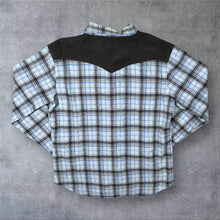 Load image into Gallery viewer, Glove House Cowboy Western Suede Effect Panel Plaid Check Long Sleeve Popper Shirt