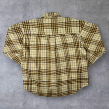 Load image into Gallery viewer, Vintage Viking Beige Brown Plaid Check Long Sleeve Acrylic Cotton Flannel Shirt