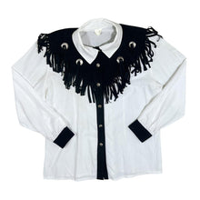 Load image into Gallery viewer, Vintage Cowboy Western Style Tasselled White Black Long Sleeve Shirt