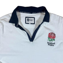 Load image into Gallery viewer, ENGLAND RUGBY Classic Embroidered Mini Logo White Open Collar Long Sleeve Polo Shirt