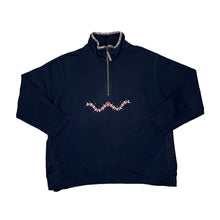 Load image into Gallery viewer, Vintage 90's AMY MOORE Embroidered Floral Motif Checked Trim 1/4 Zip Pullover Sweatshirt