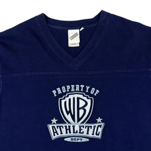 Load image into Gallery viewer, Vintage WARNER BROS (2002) "Atheltic Dept." Embroidered Logo Spellout V-Neck T-Shirt
