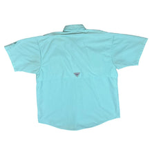Load image into Gallery viewer, COLUMBIA PFG Fishing Turquoise Tactel Nylon Utility Short Sleeve Shirt