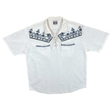 Load image into Gallery viewer, Vintage Whak's New Style Embroidered Western Hippy Lace-Up Short Sleeve Shirt