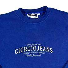 Load image into Gallery viewer, Vintage GIORGIO JEANS Embroidered Logo Spellout Blue Crewneck Sweatshirt