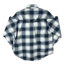 Load image into Gallery viewer, Vintage Cowboy Western Black White Grey Plaid Check Popper Cotton Long Sleeve Shirt
