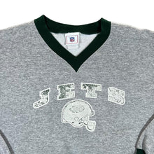 Load image into Gallery viewer, Early 00's NFL NEW YORK JETS Football Big Logo Spellout Graphic V-Neck Sweatshirt