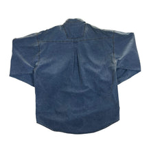 Load image into Gallery viewer, Vintage WESTERN STAR Faux Leather Panel Western Cowboy Style Long Sleeve Blue Denim Shirt