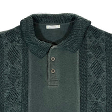 Load image into Gallery viewer, Vintage 90’s ST MICHAEL Marks & Spencer Cable Knit Panel Green Collared Sweatshirt