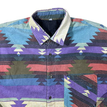 Load image into Gallery viewer, Vintage 90's Aztec Crazy Patterned Long Sleeve Cotton Flannel Lightly Padded Shirt