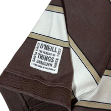 Load image into Gallery viewer, Early 00's O'NEILL Brown White Striped Skater Surfer Short Sleeve Polo Shirt