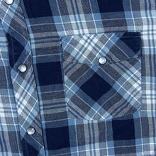 Load image into Gallery viewer, Wind River "Modern Fit" Cowboy Western Blue Mix Plaid Check Long Sleeve Popper Shirt
