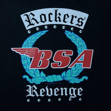 Load image into Gallery viewer, BSA (1995) “Rockers Revenge” Biker Gothic Spellout Graphic Black T-Shirt